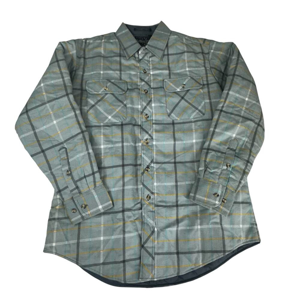 Mens Long Sleeve Shacket Size Large Plaid Padded Warm Hiking Outdoor Camping